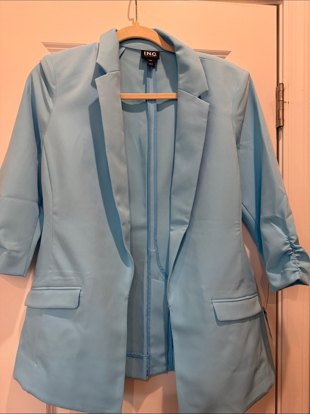 INC International Concepts Sky Blue Open-Front Blazer